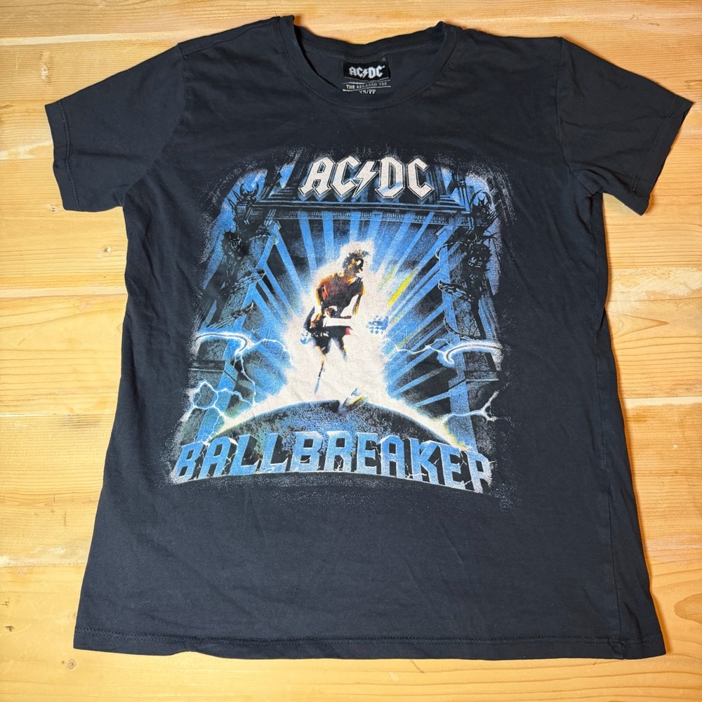 ACDC Ballbreaker Graphic T-Shirt Mens XS Black Relaxed Fit Rock Band Tee